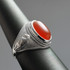 Bold Sterling Silver Lion Band Red Onyx Oval Cabochon Gemstone Ring