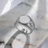 Bold Sterling Silver Northern Star Brushed Round Signet Ring for Men