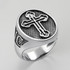 Sterling Silver Eastern Orthodox Cross Oval Signet Bold Statement Ring