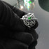 Sterling Silver Women’s Spiderweb Twisted Rope Ring with Genuine Emerald and Tanzanite Gemstone
