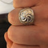Polished Silver Armenian Eternity Khachkar Cross CZ Ring