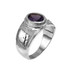 Sterling Silver Gemini Zodiac Sign June Birthstone Violet CZ Ring