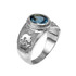 Sterling Silver Pisces Zodiac Sign March Birthstone Aqua CZ Ring