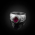 Sterling Silver Cancer Zodiac Sign July Birthstone Red CZ Ring