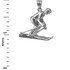 Sterling Silver Male Alpine Skier Pendant Necklace