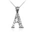 Sterling Silver Nugget Initial Letter "A" Pendant Necklace