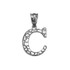 Sterling Silver Nugget Initial Letter "C" Pendant Necklace