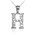Sterling Silver Nugget Initial Letter "H" Pendant Necklace
