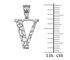 Sterling Silver Nugget Initial Letter "V" Pendant Necklace