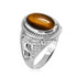 Sterling Silver Cash Money Dollar Sign Tiger Eye Statement Ring