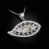 Sterling Silver Evil Eye CZ White Opal Filigree Pendant Necklace