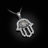 Sterling Silver Filigree Hamsa White Opal CZ Charm Necklace