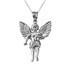 Sterling Silver Cherub Guardian Angel Pendant Necklace (L)