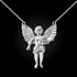 Sterling Silver Cherub Guardian Angel Necklace (L)