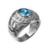 Sterling Silver US Marine Corps USMC Mens Birthstone CZ Ring