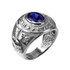 Sterling Silver US Marine Corps USMC Mens Birthstone CZ Ring