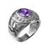 Sterling Silver US Marine Corps USMC Mens Birthstone CZ Ring