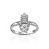 Sterling Silver Hamsa Star of David Diamond Ring