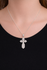 Sterling Silver Eastern Orthodox St. Olga Cross Charm Pendant Necklace