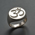 Sterling Silver Om Symbol Signet Men's Meditation Yoga Statement Ring