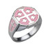 Sterling Silver Enamel Jerusalem Cross Octagon Signet Ring – Color Options