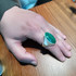 Polished Sterling Silver Green Malachite Gemstone Bold Statement Ring