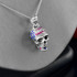 Handcrafted Sterling Silver Skull 3D Pendant With USA Flag CZ Colors Patriotic Design