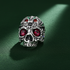 Oxidized Sterling Silver Sugar Skull Multicolor CZ Statement Ring
