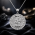 Silver Ancient Aztec Mayan Sun Deity Pendant Necklace