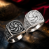 Silver Armenian Eternity Khachkar Cross CZ Ring Mens