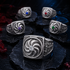 Silver Armenian Eternity Khachkar Cross CZ Birthstone Ring