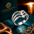 Triple Chevron Sterling Silver Nugget Ladies Ring
