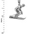Sterling Silver Male Alpine Skier Pendant Necklace