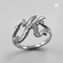 Sterling Silver Sparkle-Cut Letter Initial Script Ring