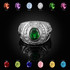 Sterling Silver US Marine Corps USMC Mens Birthstone CZ Ring