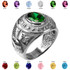 Sterling Silver US Marine Corps USMC Mens Birthstone CZ Ring
