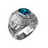 Sterling Silver US Marines USMC Birthstone Ring