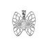 Sterling Silver Filigree Butterfly Diamond Pendant Necklace