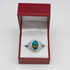 Sterling Silver Lotus Blue Copper Turquoise Yoga Statement Ring