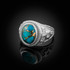 Sterling Silver Star of David Blue Copper Turquoise Jewish Statement Ring
