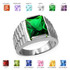 Sterling Silver Mens Square CZ Birthstone Watchband Ring