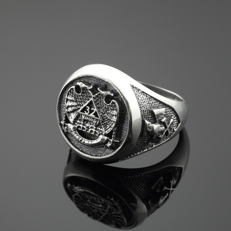 Sterling Silver 32 Degree Scottish Rite Masonic Ring