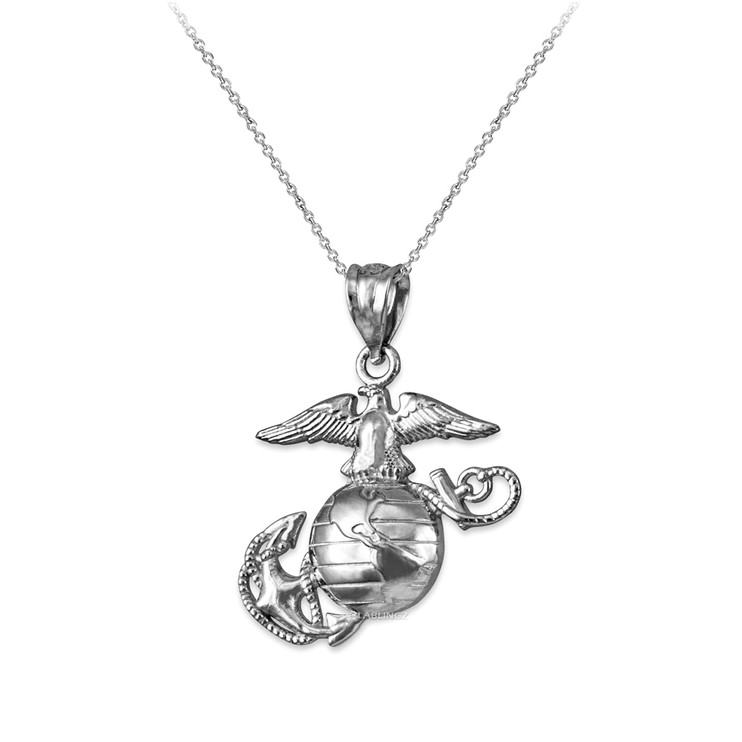 Sterling Silver US Marine Corps Womens Charm Necklace