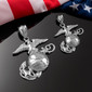 Sterling Silver US Marine Corps USMC Pendant (Small/Large)