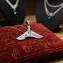 Silver Egyptian Isis Winged Down Goddess Pendant Necklace