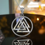 Sterling Silver Openwork Viking Valknut Pendant Necklace