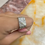 Men's CZ Accent Rectangle Nugget Ring in Sterling Silver