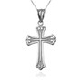 Sterling Silver  Fleur de lis Cross Religious Pendant Necklace