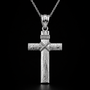 Sterling Silver Rustic Wood INRI Cross Pendant Necklace