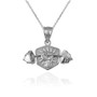 Sterling Silver Hand Weightlifting Dumbbell Pendant Necklace